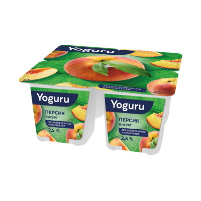 Йогурт “YOGURU" персик 2,5% стакан 125гр (ММЗ №1, Беларусь)