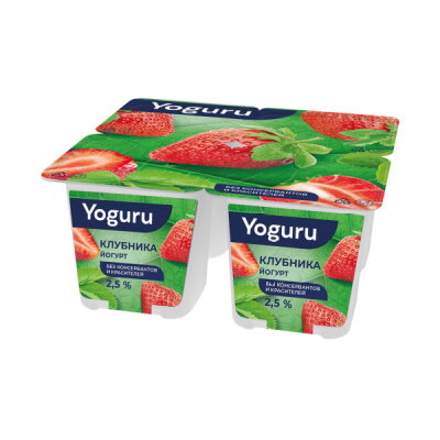 Йогурт “YOGURU" клубника 2 5% стакан 125гр (ММЗ №1, Беларусь)