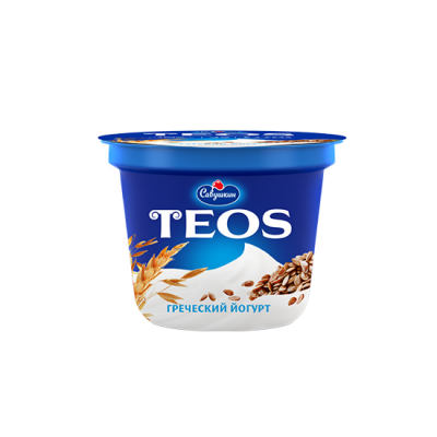 Йогурт Греческий "Теос" 2% злаки с клетчаткой льна 250г "Савушкин"