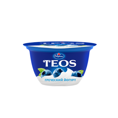Йогурт Греческий "Теос" 2% с черникой 140г "Савушкин"