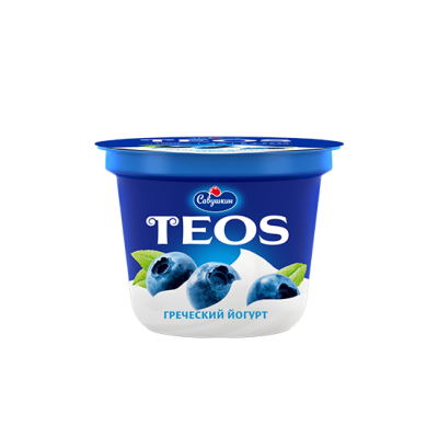 Йогурт Греческий "Теос" 2% с черникой 250г "Савушкин"