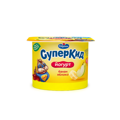 Йогурт "СуперКид" банан-яблоко 120г "Савушкин"