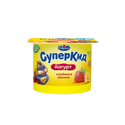 Йогурт "СуперКид" клубника-ваниль 120г "Савушкин"
